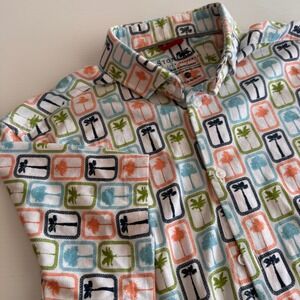 Stone Rose  Large Palm Tree Print Stretch Performance Resort Golf Shirt